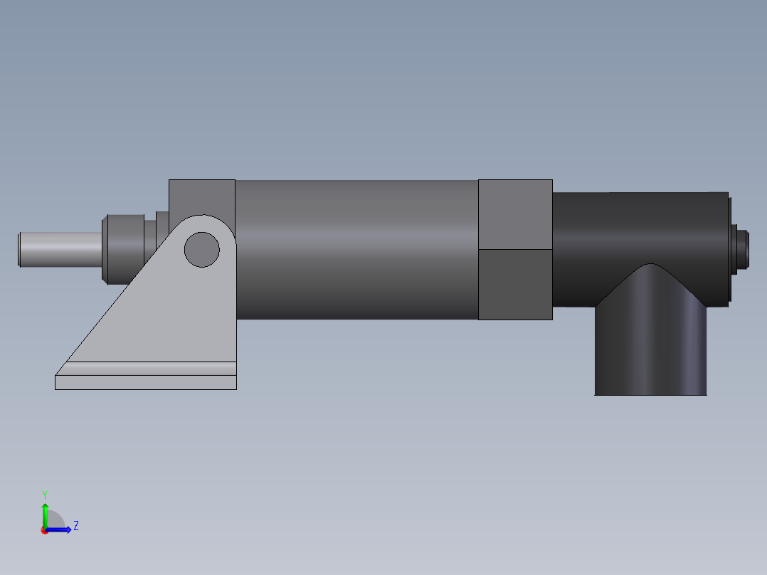 4款1-18“口径电磁阀操作，前耳轴安装，执行器气缸模型左视图