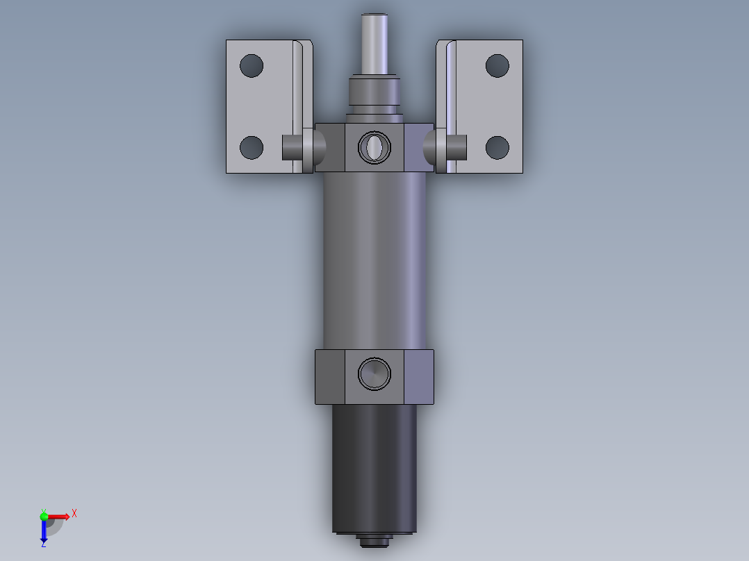 4款1-18“口径电磁阀操作，前耳轴安装，执行器气缸模型俯视图