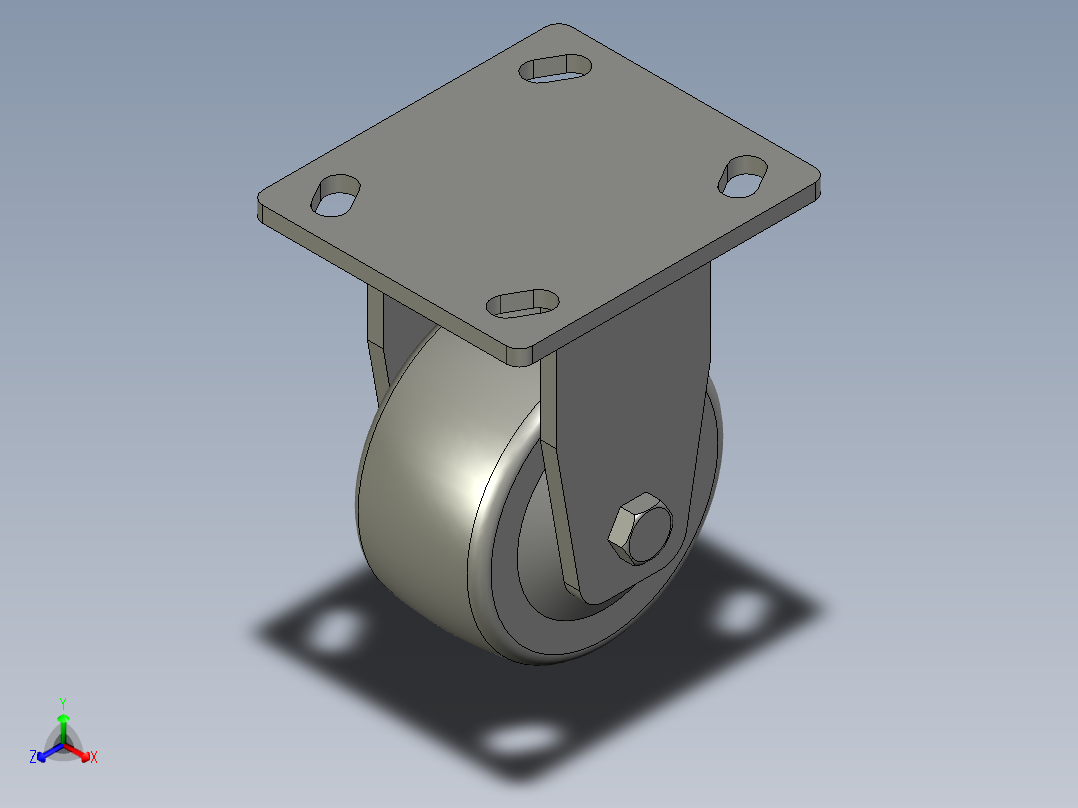 CEK01-D100-P脚轮正等轴测图