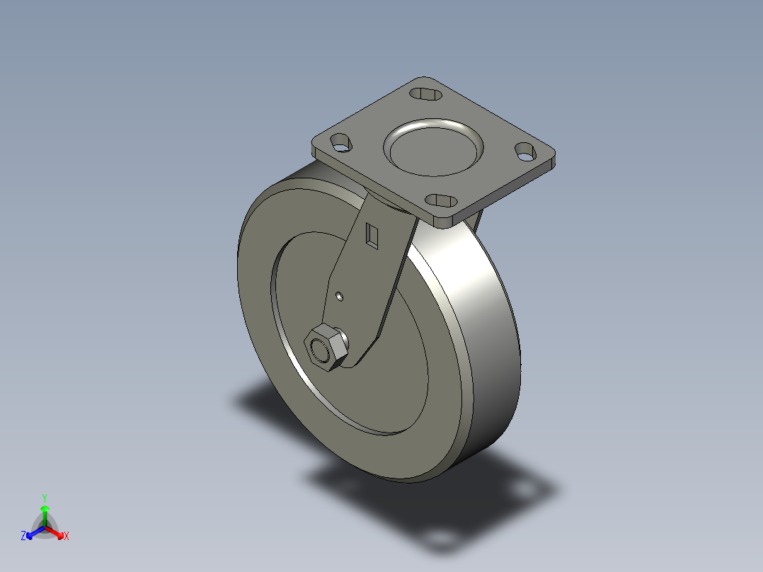 重载型(400500kg)万向型脚轮CAQ200-AB正等轴测图