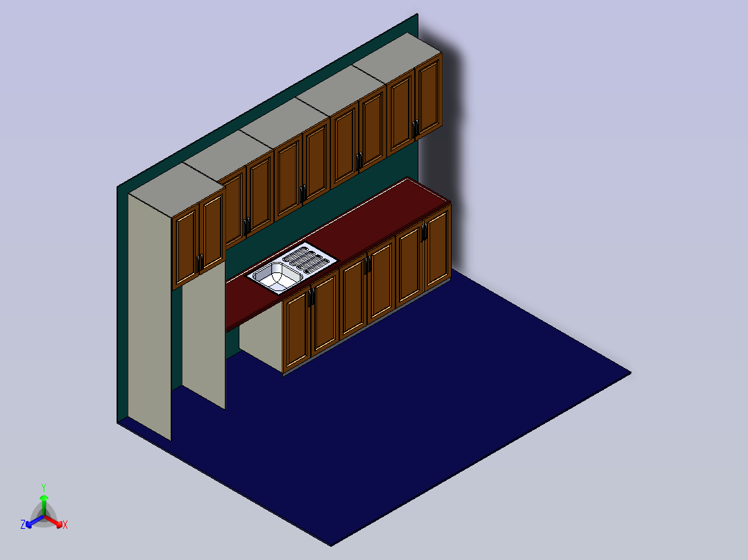厨房装修橱柜模型主视图