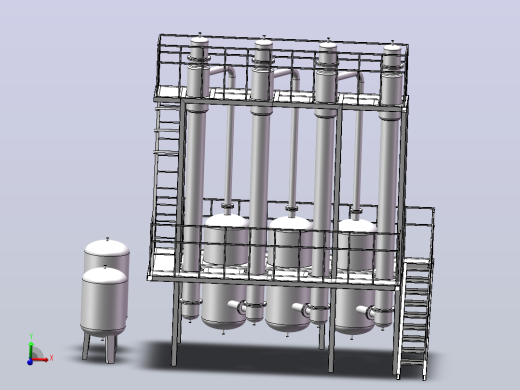 三效浓缩蒸发器SolidWorks三维模型