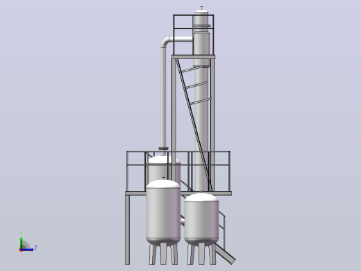 三效浓缩蒸发器SolidWorks三维模型左视缩略图