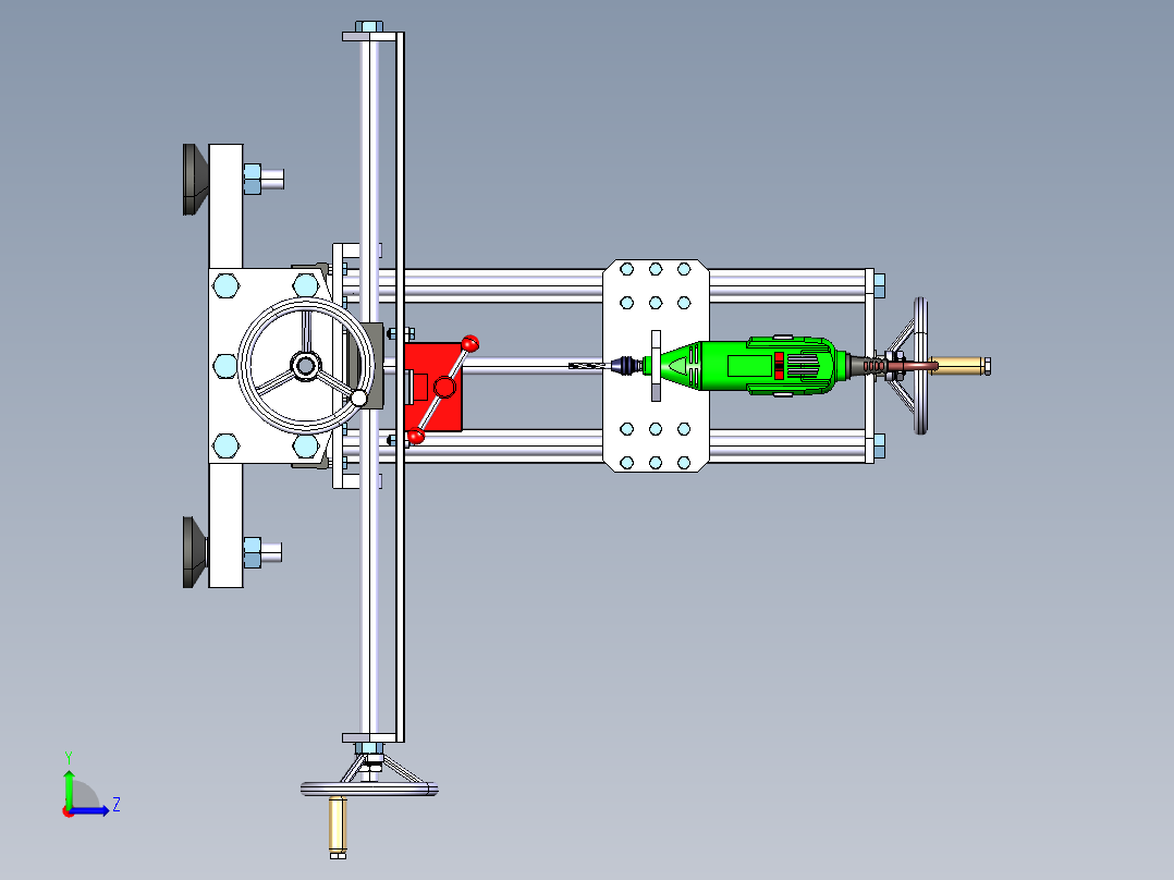 Frezarka台式钻机3D模型图纸 CATIA设计左视图