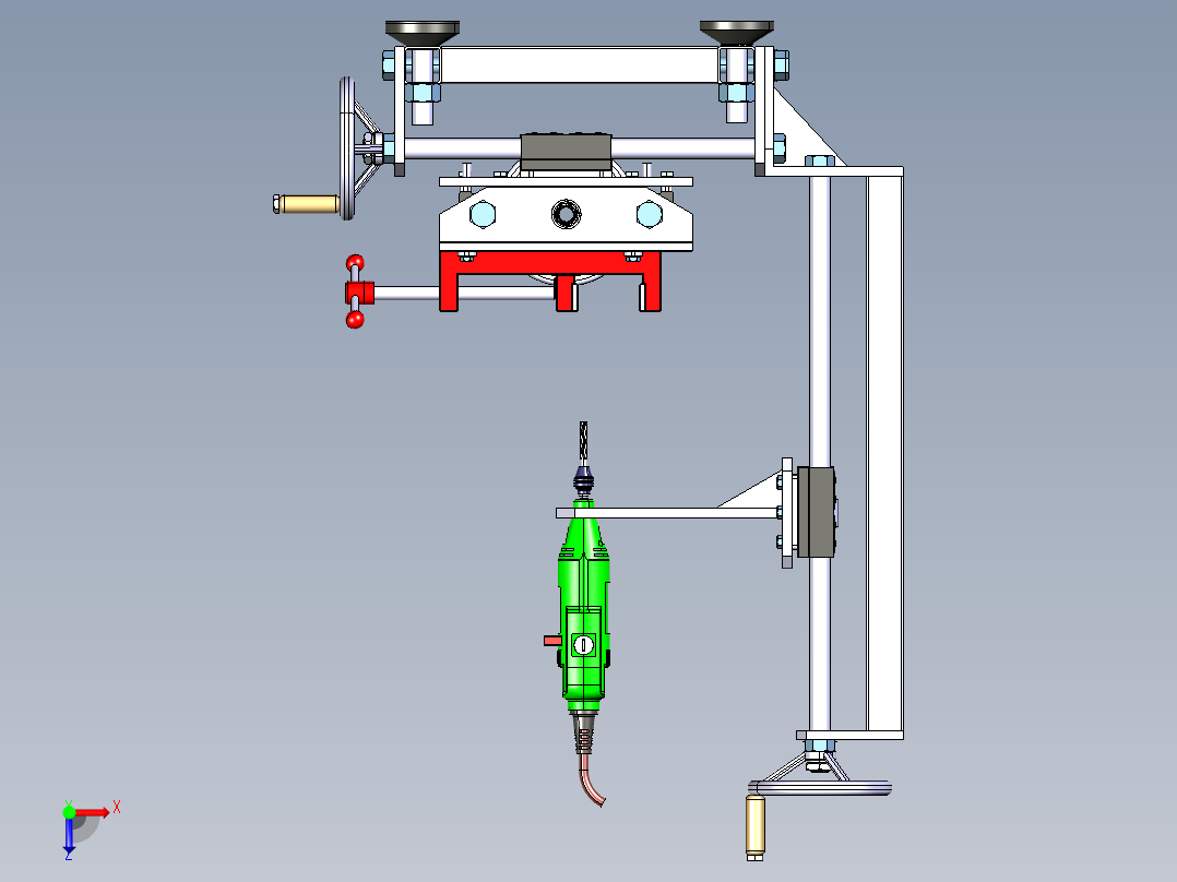 Frezarka台式钻机3D模型图纸 CATIA设计俯视图