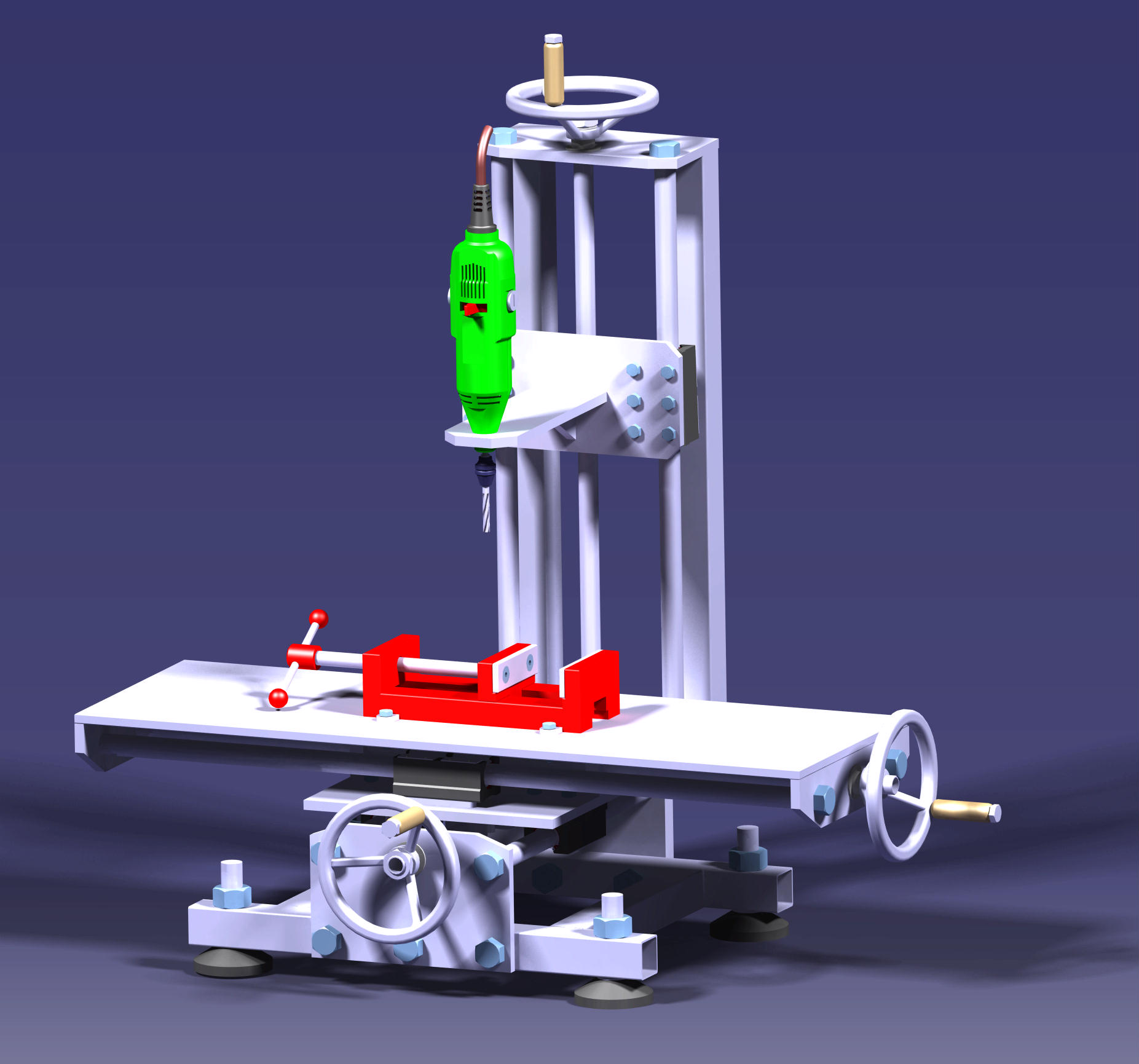 Frezarka台式钻机3D模型图纸 CATIA设计