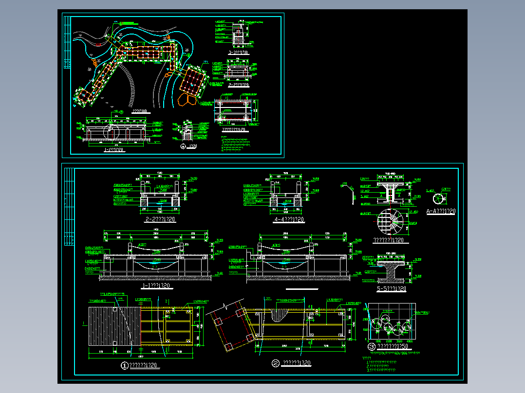 L1381湿地景观公园木栈道观景木桥栏杆安装施工图节点详图CAD图纸