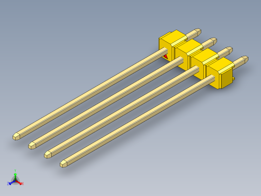 彩色公头100mil（2.54mm）系列-DS1021_yellow_1x04p_100mil_Type43_rev1.0正等轴测缩略图