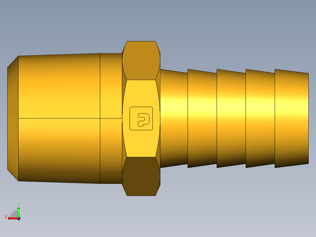 倒齿式工业管接头Hose Barb to Male Pipe 125HBL-10-8后视图