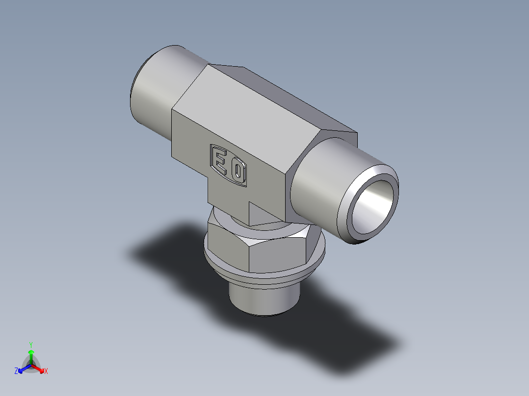卡套式工业通用硬管接头EO_Adjustable_locknut_branch_tee_TEE06LROMDCF主视图