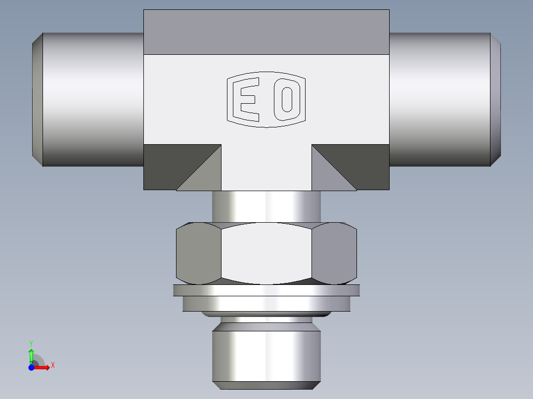 卡套式工业通用硬管接头EO_Adjustable_locknut_branch_tee_TEE06LROMDCF前视图