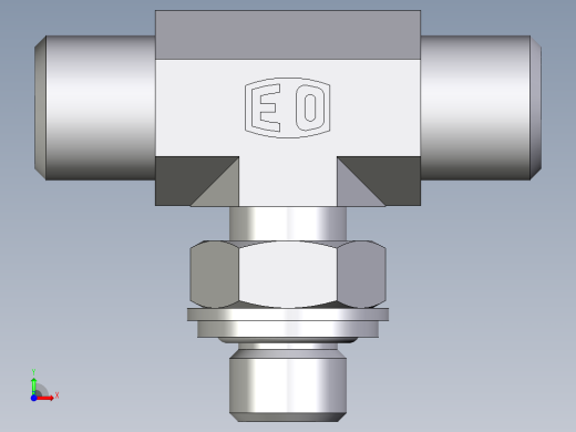 卡套式工业通用硬管接头EO_Adjustable_locknut_branch_tee_TEE06LROMDCF前视缩略图