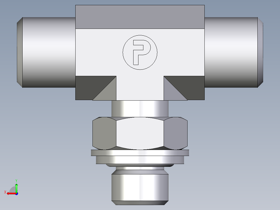 卡套式工业通用硬管接头EO_Adjustable_locknut_branch_tee_TEE06LROMDCF后视图