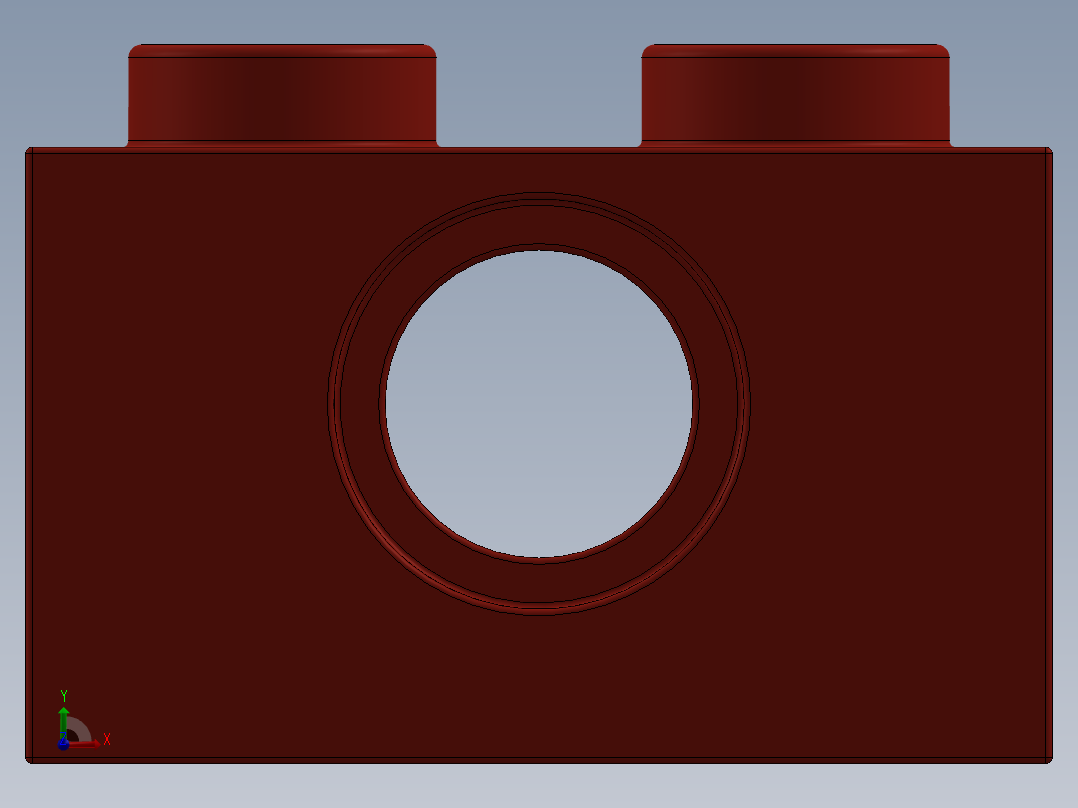 乐高机械组积木（横梁）-370002 Bright Red Technic Brick 1 x 2 with Hole前视图