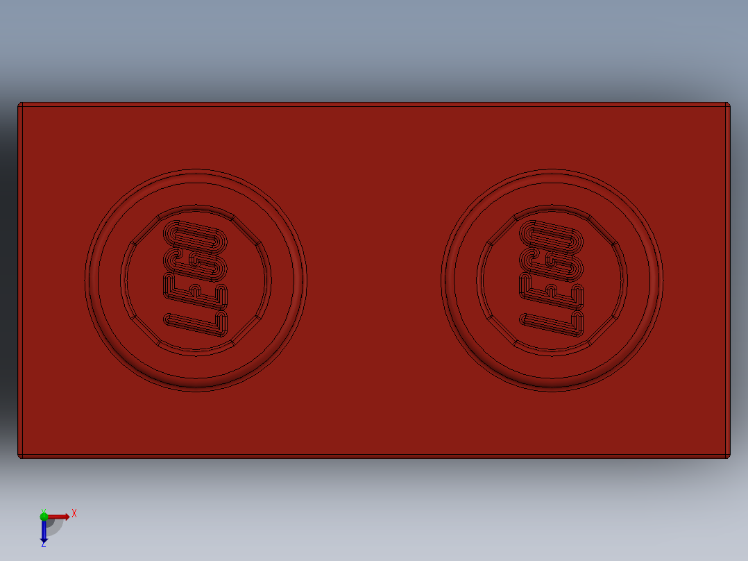 乐高机械组积木（横梁）-370002 Bright Red Technic Brick 1 x 2 with Hole俯视图