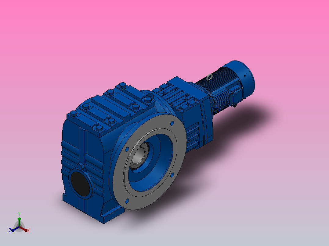SAF87R57组合式斜齿-蜗轮蜗杆减速机SAF87R57-Y0.18-4P-2054-M1-0°-B主视图