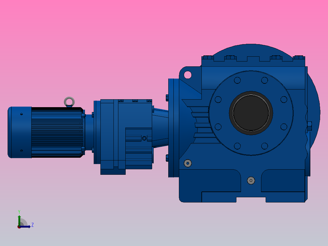 SAF87R57组合式斜齿-蜗轮蜗杆减速机SAF87R57-Y0.18-4P-2054-M1-0°-B左视图