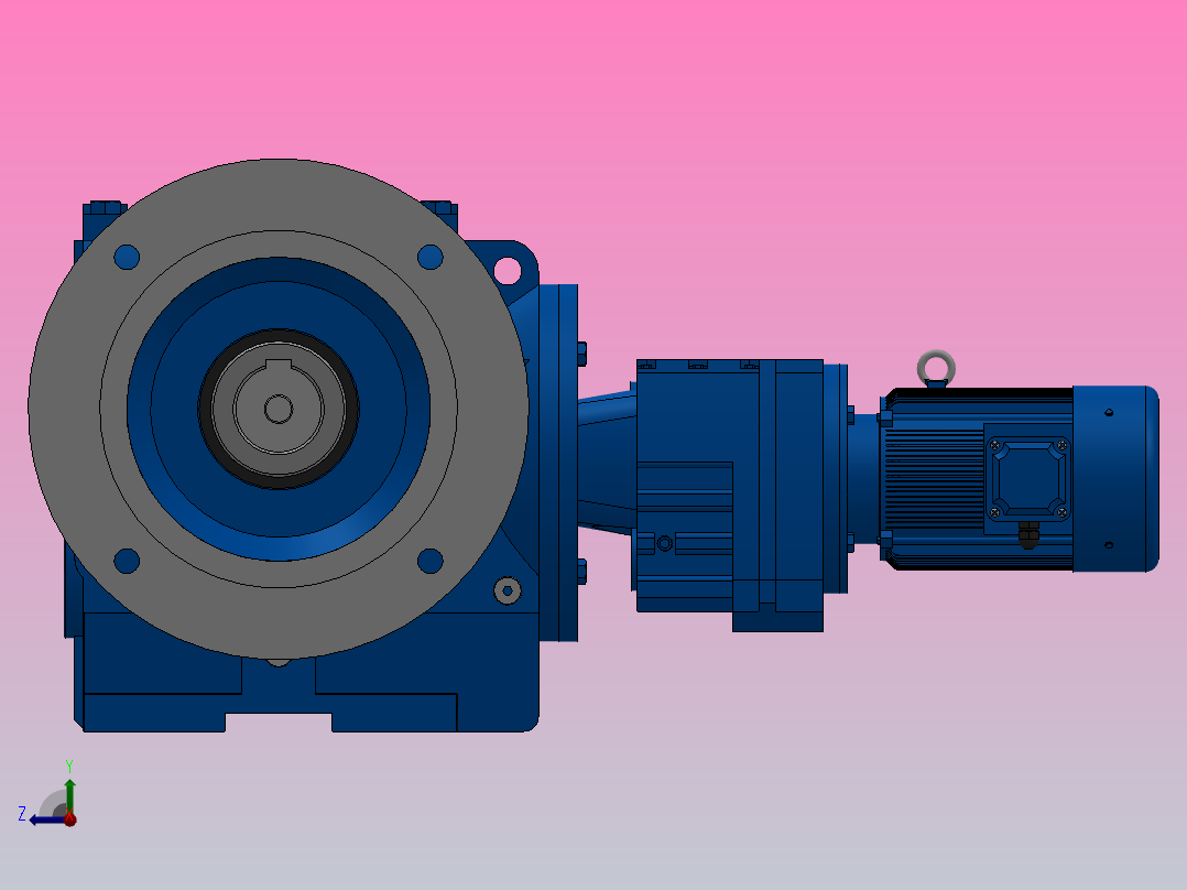 SAF87R57组合式斜齿-蜗轮蜗杆减速机SAF87R57-Y0.18-4P-2054-M1-0°-B右视图