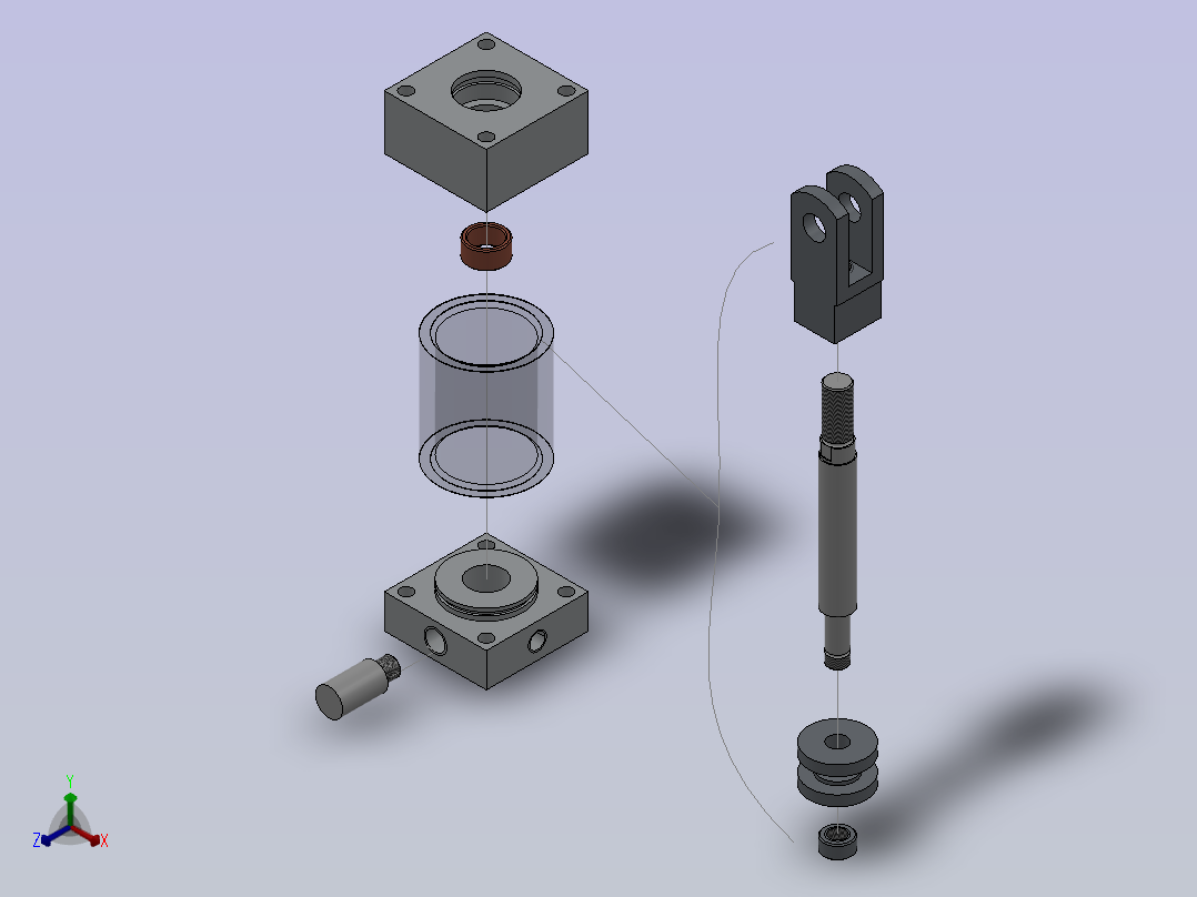 带缓冲的气动缸主视图