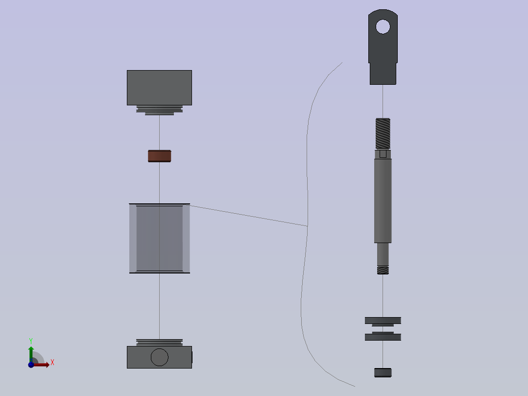 带缓冲的气动缸前视图