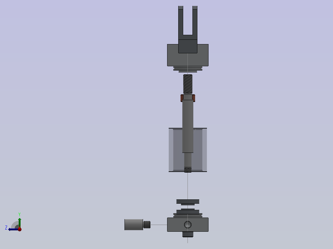 带缓冲的气动缸右视图