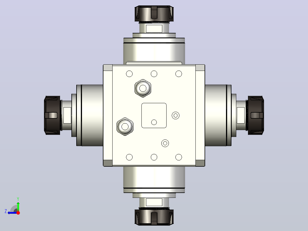 RC80-ER40（四头）五轴加工系列手动换刀电主轴[RC80-18-7.5KW-ER40]右视图