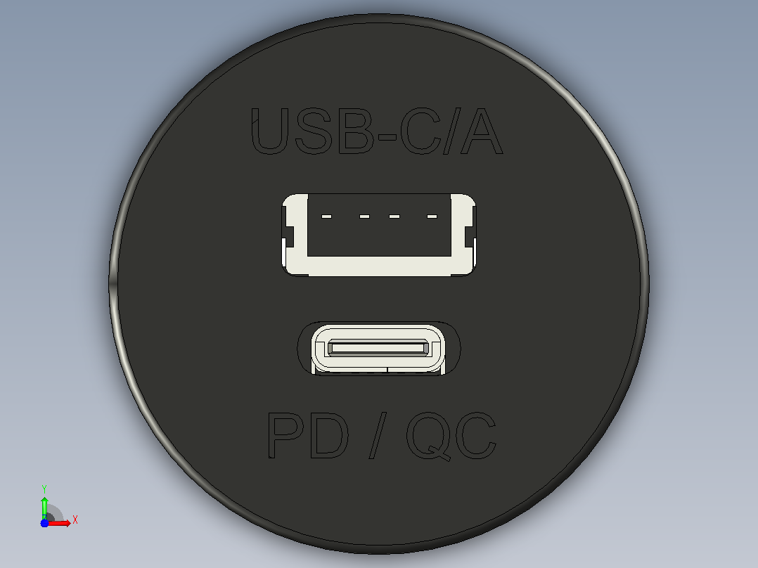 电源USB-C-A双插孔PD-QC-12前视图