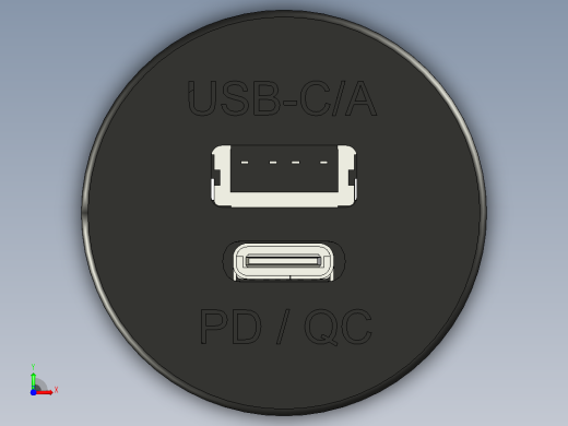 电源USB-C-A双插孔PD-QC-12前视缩略图