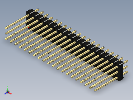 彩色公头100mil（2.54mm）系列-DS1021_black_3x20p_100mil_Type5_rev1.0正等轴测缩略图