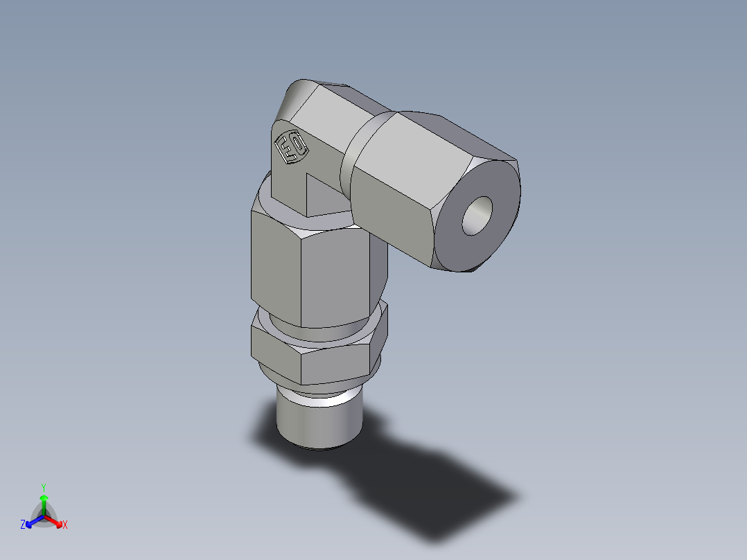 卡套式工业通用硬管接头EO_Assembled_adjustable_standpipe_elbow_EVW06SM71正等轴测图