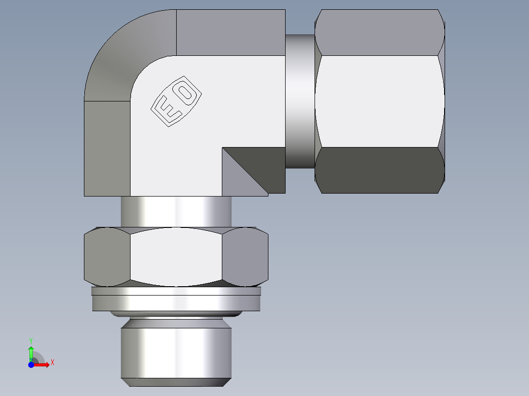 卡套式工业通用硬管接头EO_Adjustable_Locknut_elbow_WEE10ZLRCF前视图