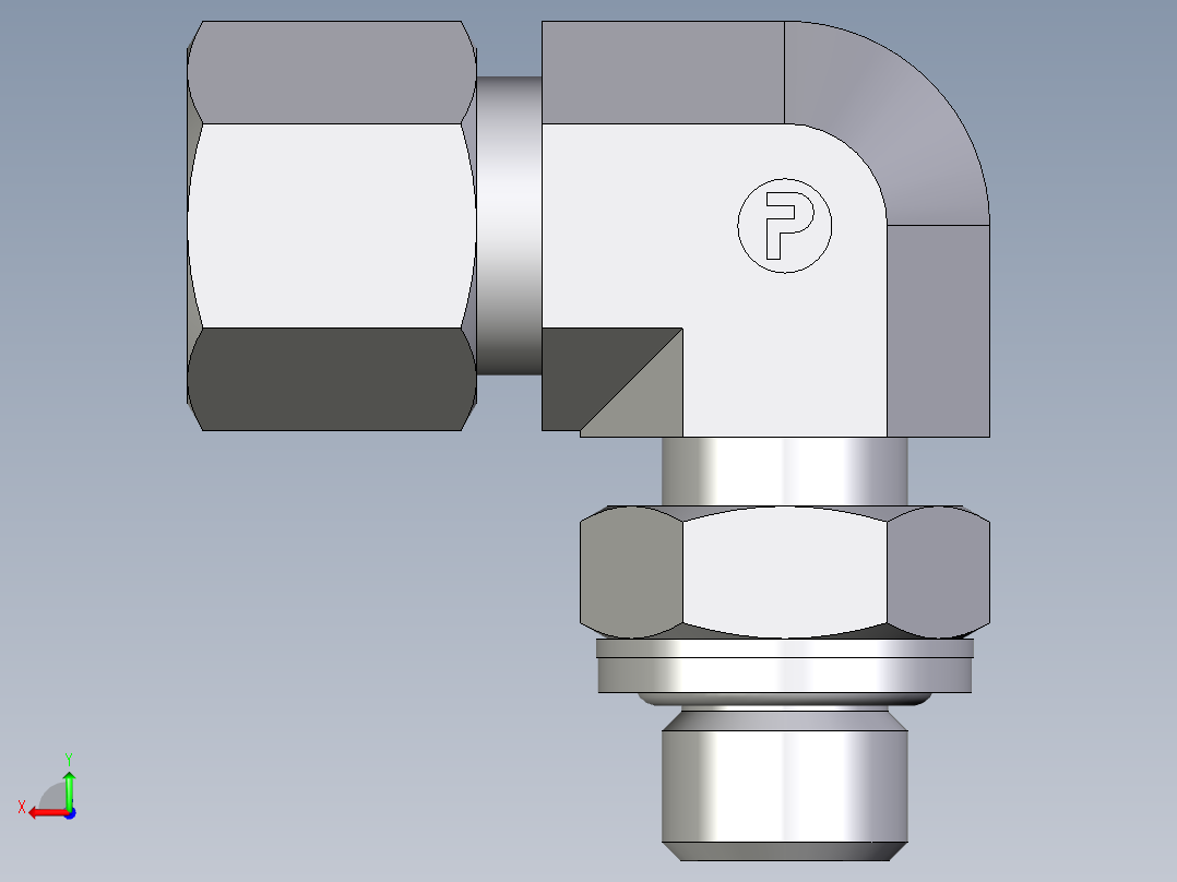 卡套式工业通用硬管接头EO_Adjustable_Locknut_elbow_WEE10ZLRCF后视图
