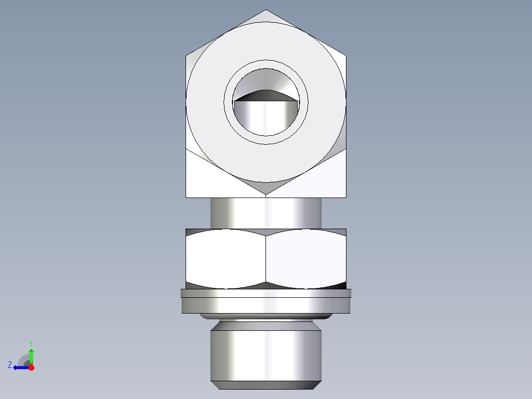 卡套式工业通用硬管接头EO_Adjustable_Locknut_elbow_WEE10ZLRCF右视图