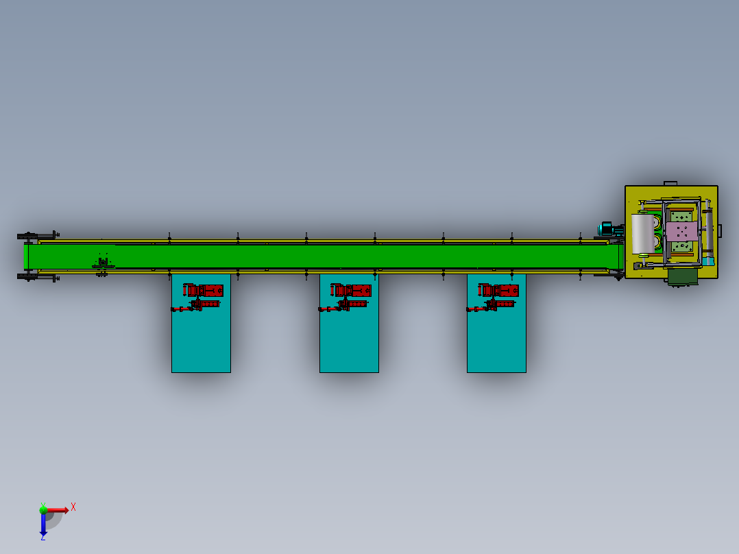 智能卷线机产线设备sw17俯视图