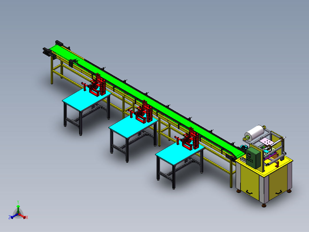 智能卷线机产线设备sw17正等轴测图