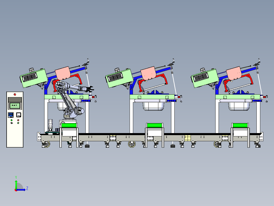 管材自动锯切设备模拟左视图