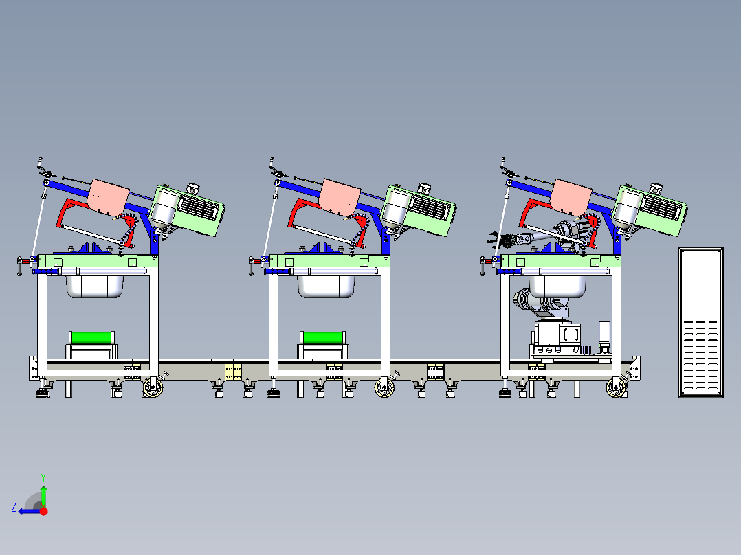 管材自动锯切设备模拟右视图