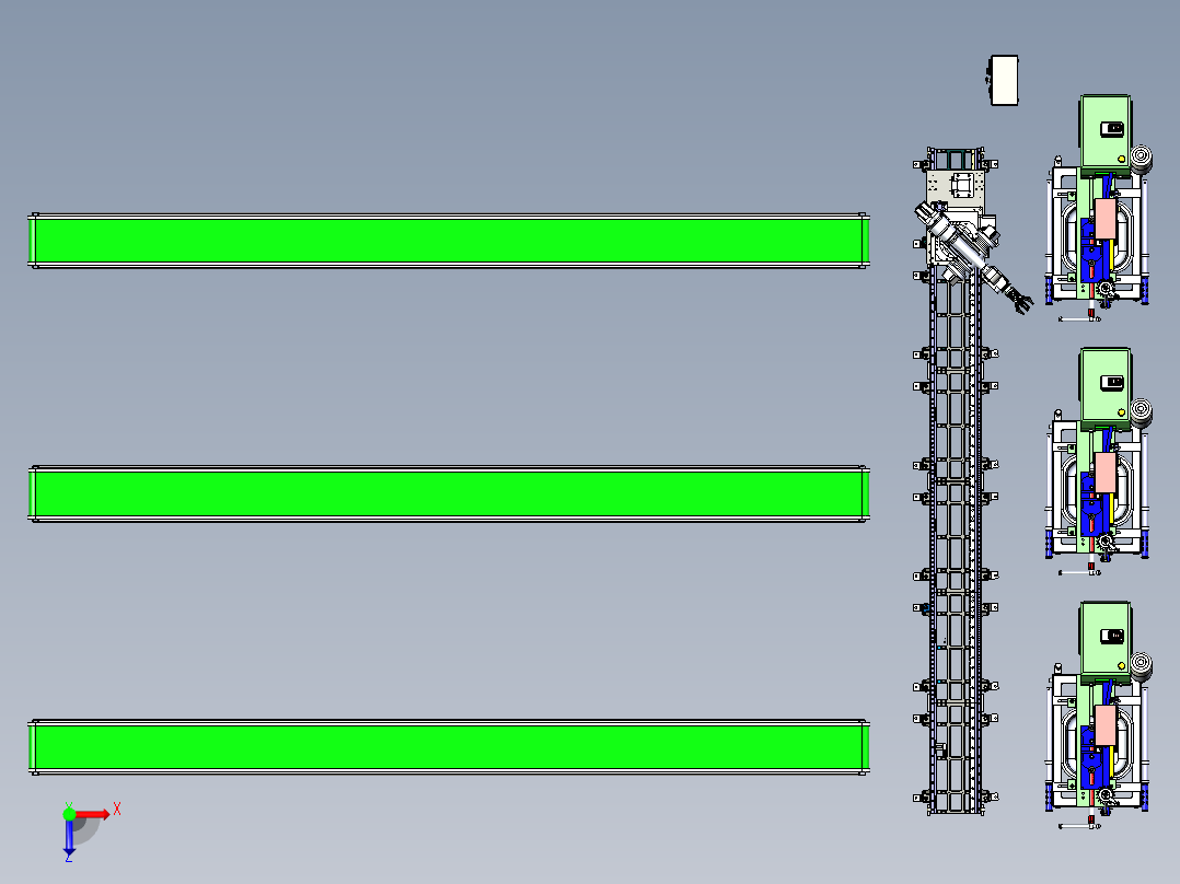 管材自动锯切设备模拟俯视图