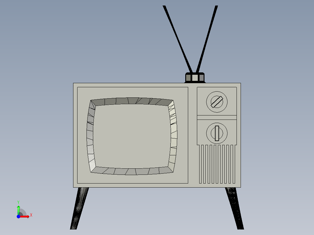 复古电视前视图