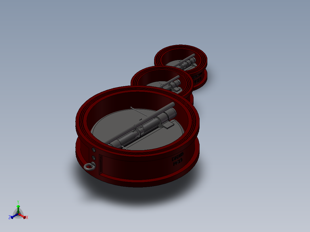 3款DN300双板止回阀模型正等轴测图