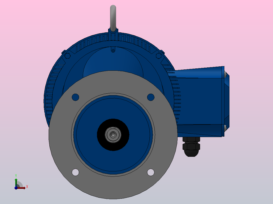 RXF57法兰轴伸式安装斜齿轮减速机RX57-Y3-4P-100-M1-0°-Φ200前视图