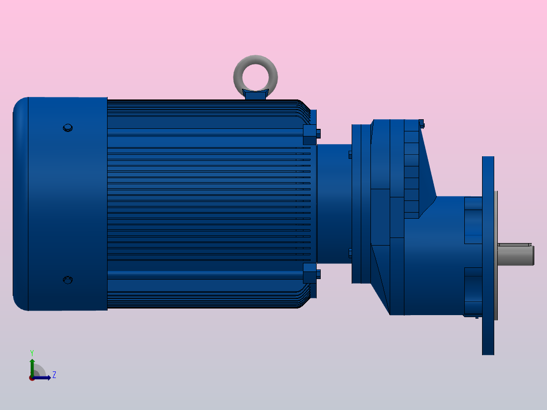 RXF57法兰轴伸式安装斜齿轮减速机RX57-Y3-4P-100-M1-0°-Φ200左视图