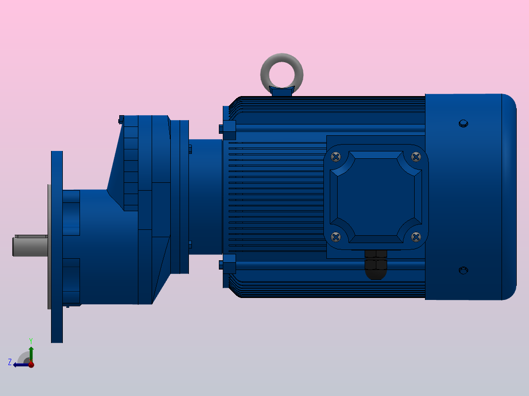 RXF57法兰轴伸式安装斜齿轮减速机RX57-Y3-4P-100-M1-0°-Φ200右视图