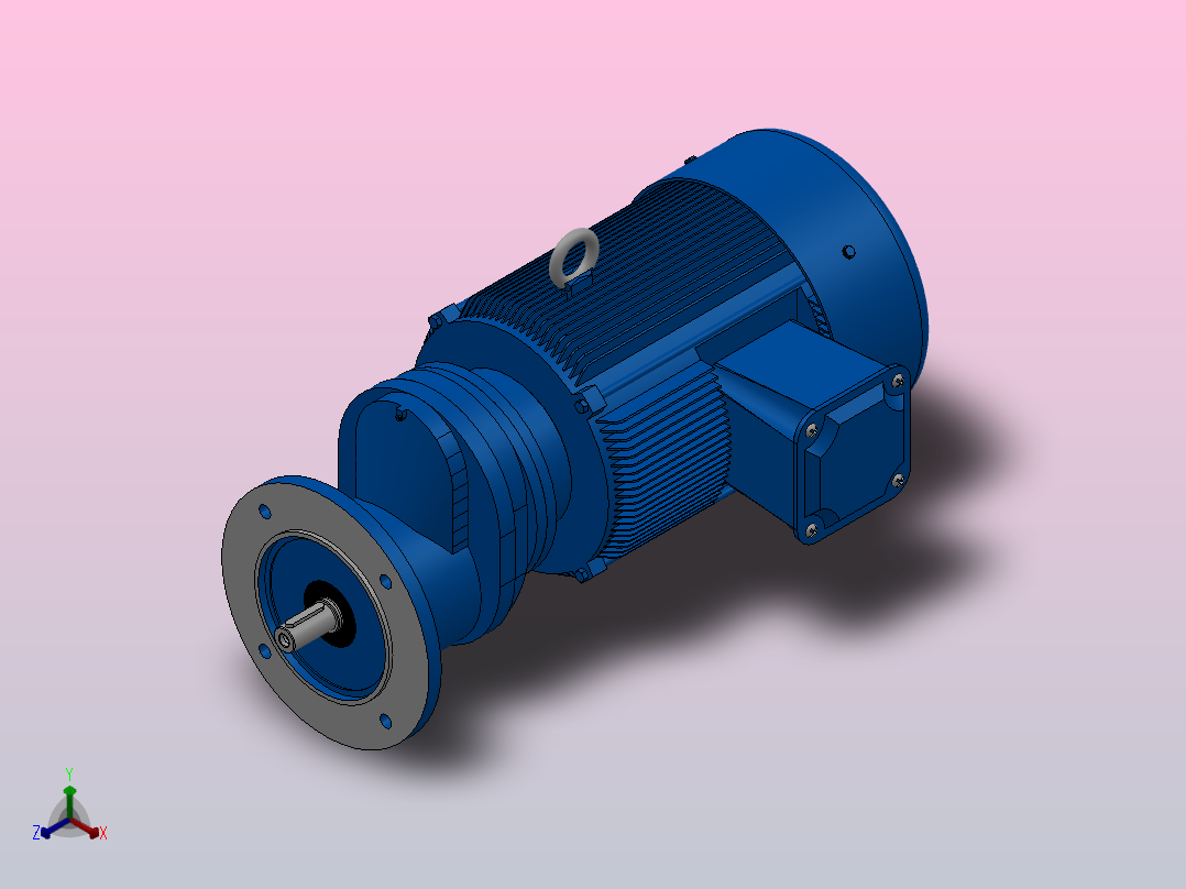 RXF57法兰轴伸式安装斜齿轮减速机RX57-Y3-4P-100-M1-0°-Φ200正等轴测图