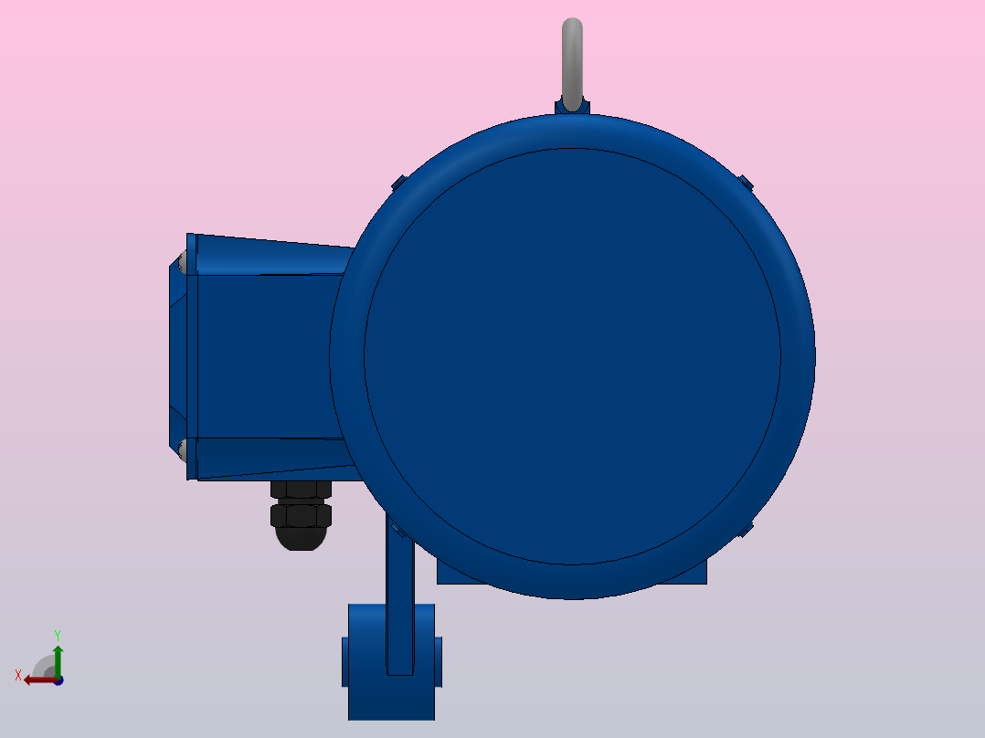 SAT37带防转臂空心轴安装斜齿-蜗轮蜗杆减速机SAT37-Y0.55-4P-15.45-M1-0°-A后视图