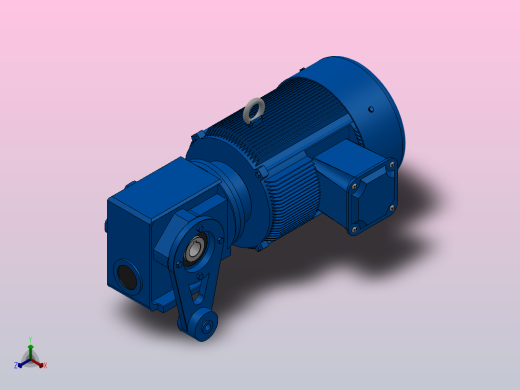 SAT37带防转臂空心轴安装斜齿-蜗轮蜗杆减速机SAT37-Y0.55-4P-15.45-M1-0°-A正等轴测缩略图