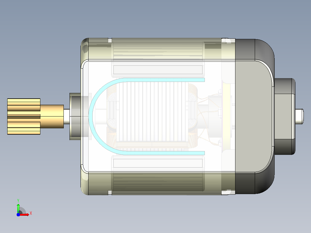 小型直流电动机CATIA V5 r21完整结构前视图