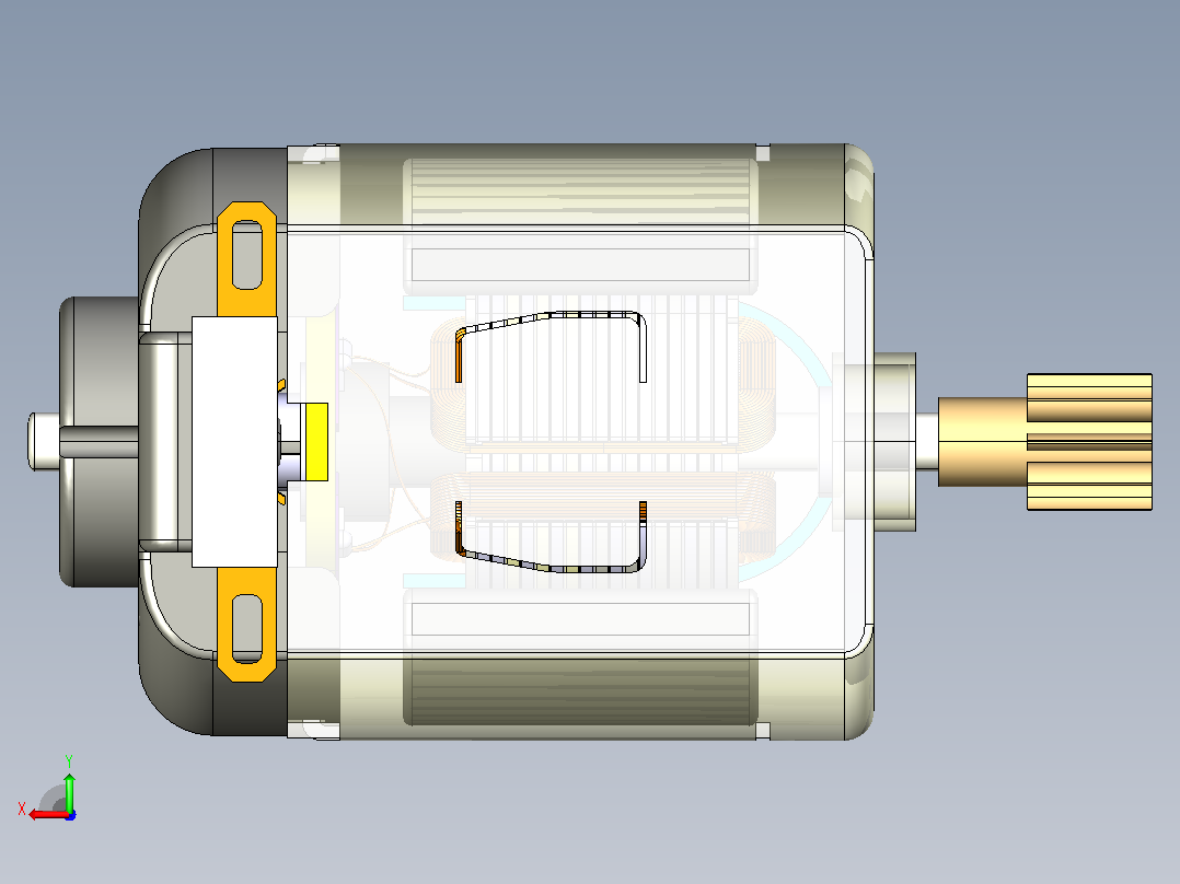小型直流电动机CATIA V5 r21完整结构后视图