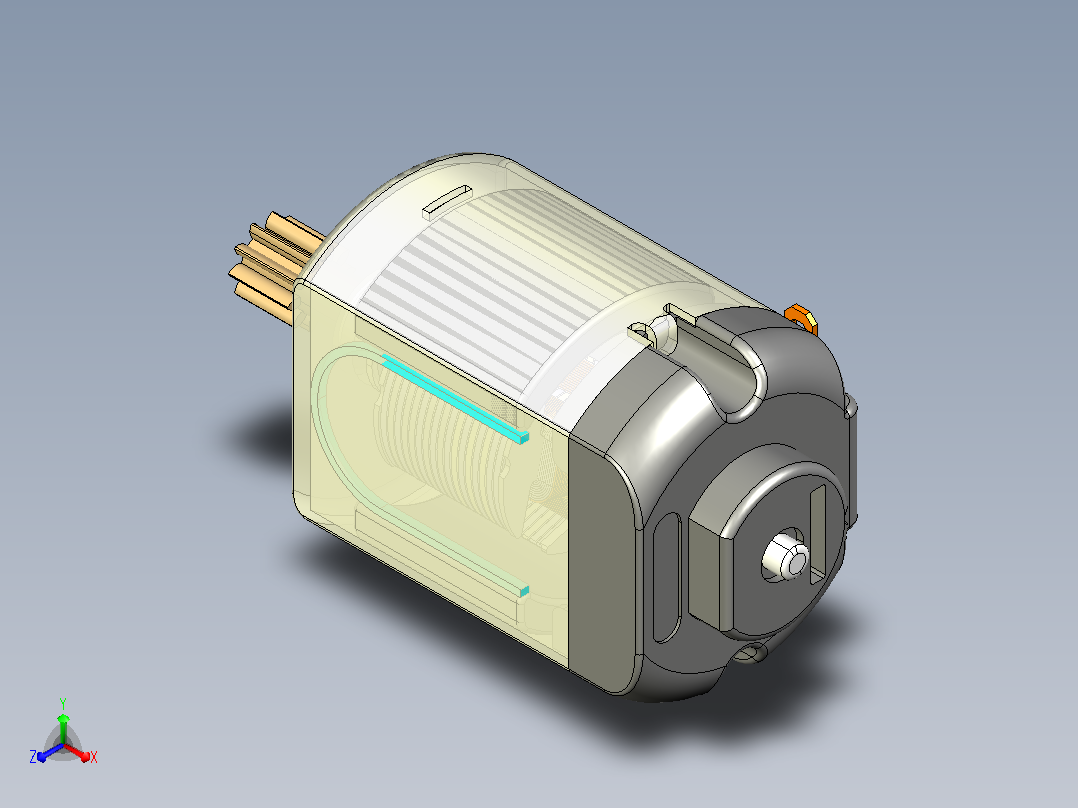 小型直流电动机CATIA V5 r21完整结构正等轴测图
