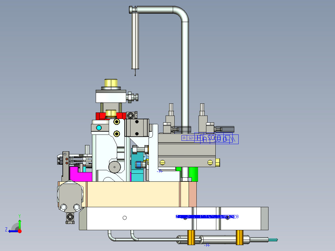 硬盘摆臂4合1测试机proe4.0可编辑右视图